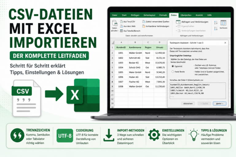 CSV-Dateien mit Excel importieren.