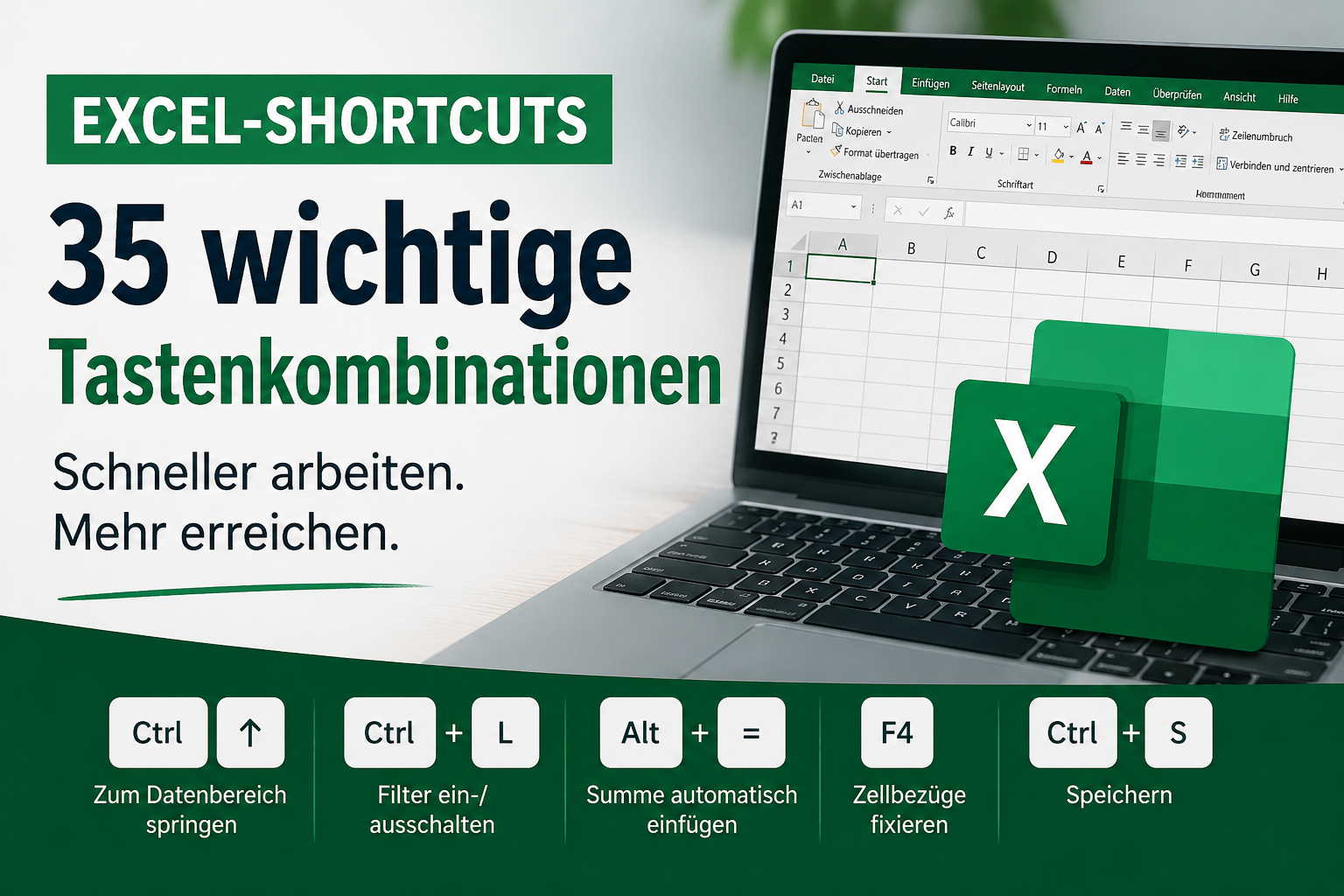 35 wichtige Shortcuts in Excel.