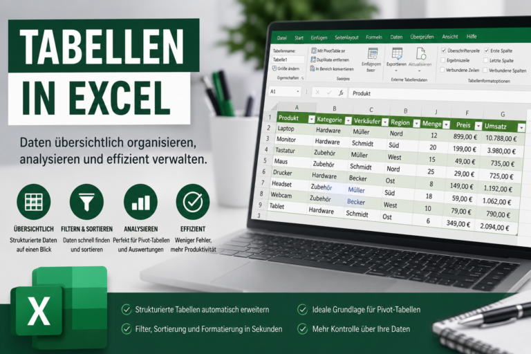 Tabellen in Excel organisieren.